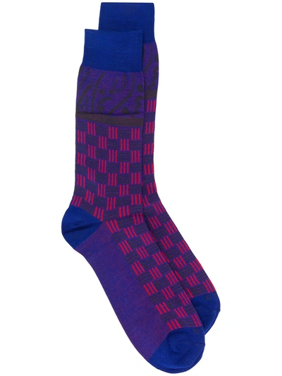 Etro Geometric Jacquard Socks In Purple