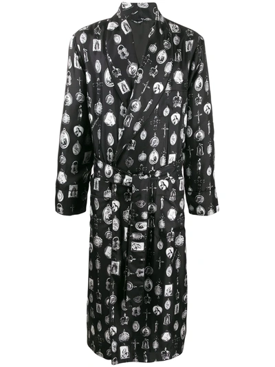 Dolce & Gabbana Pendant Print Dressing Gown In Black