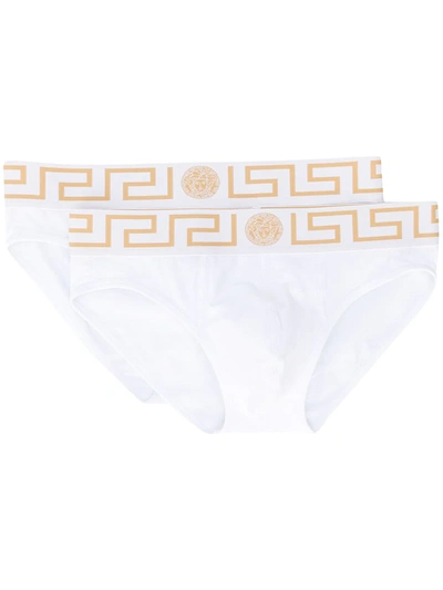 Versace Greca Border Brief Two-pack In White