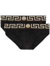 Versace Two-pack Black Greca Border Briefs In Various