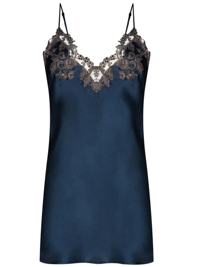 La Perla Maison Lace-detail Nightdress In Blue