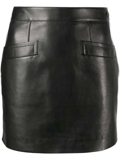 Saint Laurent Black Women's Fitted Leather Mini Skirt