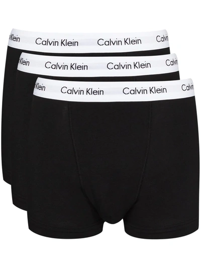 Calvin Klein Underwear Logo腰边四角裤三件套组 In Black