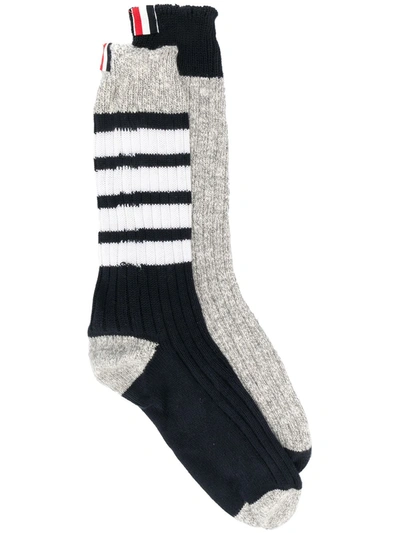 Thom Browne 4-bar Detail Socks In Grey