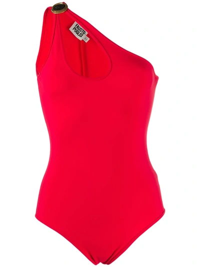 Fausto Puglisi Cut-out Detail Asymmetric Bodysuit In Red
