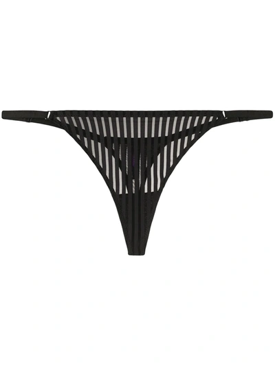 Maison Close Striped Thong In Black
