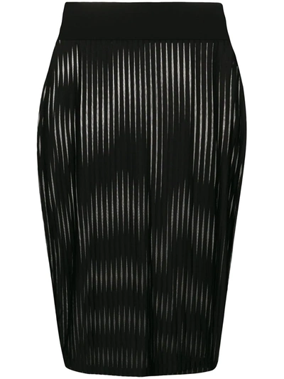 Maison Close Striped Pencil Skirt In Black