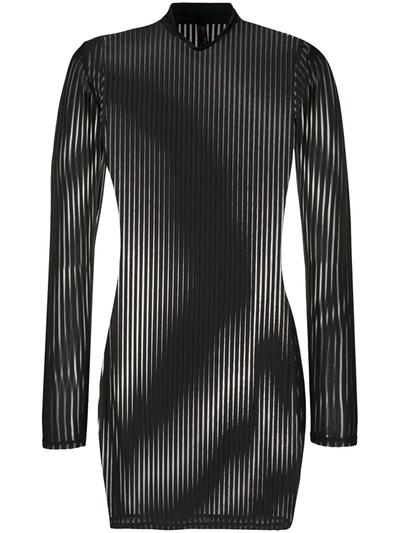 Maison Close Striped Sheer Dress In Black