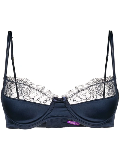 Maison Close Underwired Cupless Lace Bra In Blue
