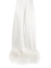 Gilda & Pearl Mia Feather-trimmed Pyjama Bottoms In White