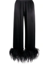 Gilda & Pearl Mia Feather-trimmed Pyjama Bottoms In Black