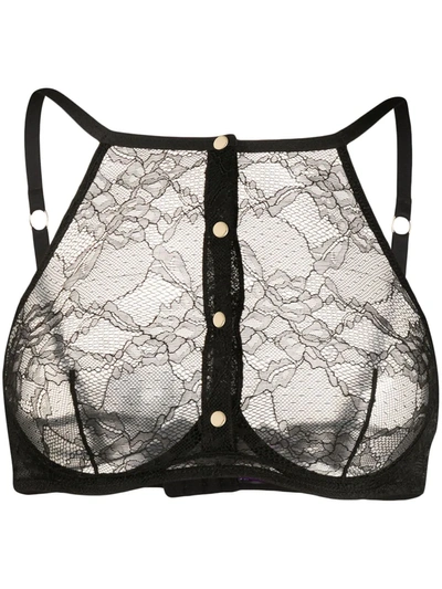 Maison Close Lace Buttoned Bra In Black