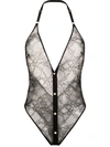 Maison Close Lace Backless Bodysuit In Black