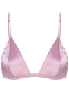 Fleur Du Mal Luxe Stretch-silk Satin Soft-cup Triangle Bra In Pink