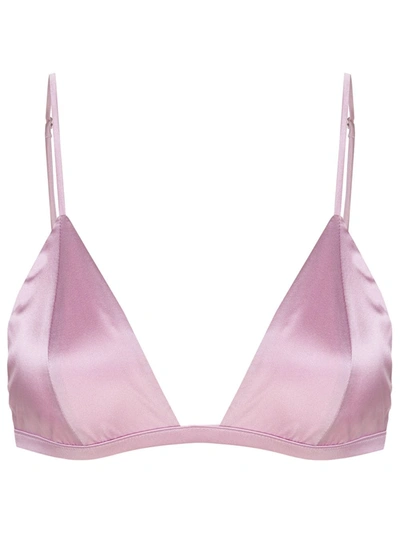 Fleur Du Mal Luxe Stretch-silk Satin Soft-cup Triangle Bra In Pink