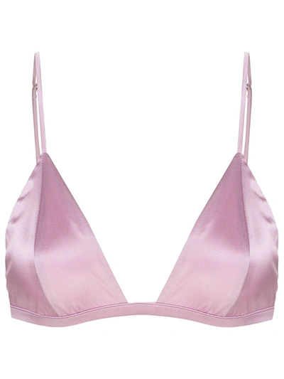 Fleur Du Mal Luxe Stretch-silk Satin Soft-cup Triangle Bra In Baby Pink