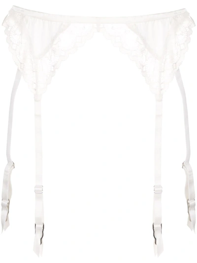 Fleur Du Mal White Gardenia Garter Belt In Ivory