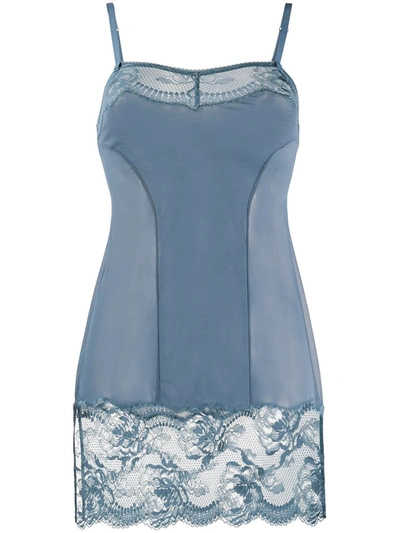 La Perla Navy Blue Brigitta Lace-trimmed Slip Dress