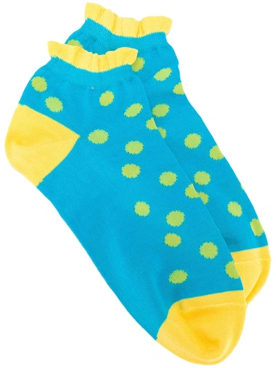 Ps By Paul Smith Polka Dot Ankle Socks In Blue