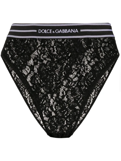 Dolce & Gabbana Floral Lace Briefs In Black