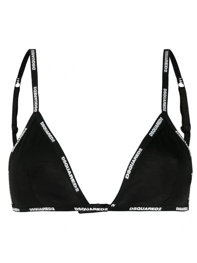 Dsquared2 Printed Logo Bra In Black
