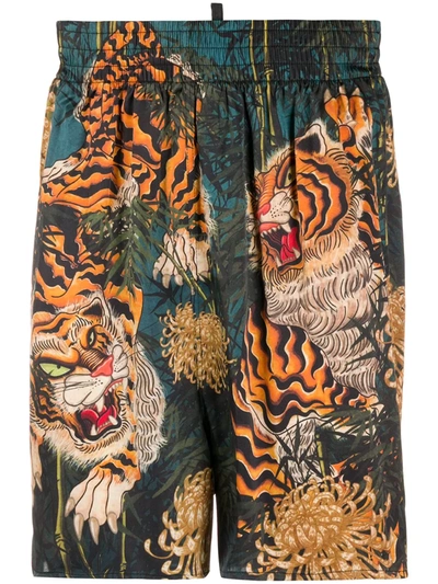 Dsquared2 Tiger-print Boxers In Black