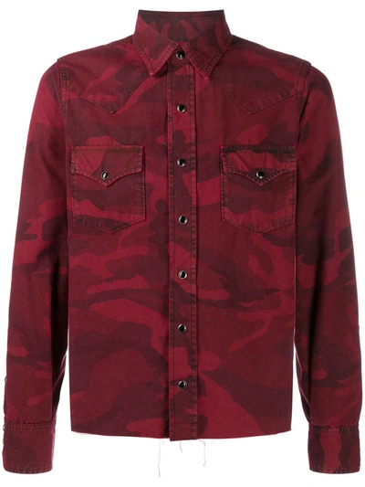 Saint Laurent Camouflage Print Shirt In Red