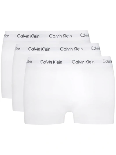 Calvin Klein Underwear Three-pack Low-rise Stretch-cotton Boxer Briefs In White