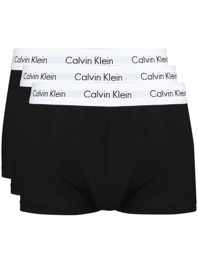 Calvin Klein Underwear Three-pack Low-rise Stretch-cotton Boxer Briefs In Black