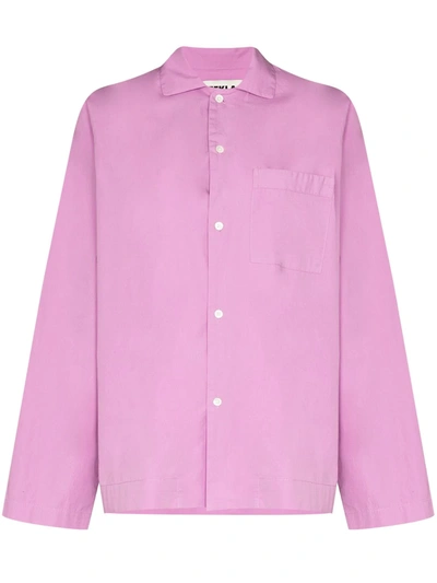 Tekla Organic Cotton-poplin Pajama Shirt In Purple