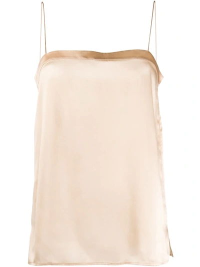 Eres Square Neck Silk Slip Dress In Brown
