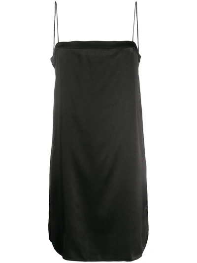 Eres Square Neck Silk Slip Dress In Black