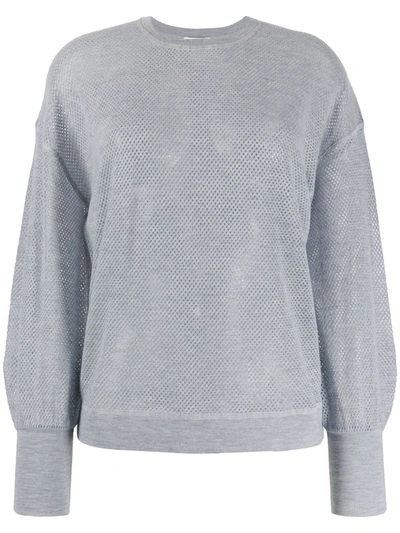 Eres Crew Neck Perforated Cashmere Jumper In Grey