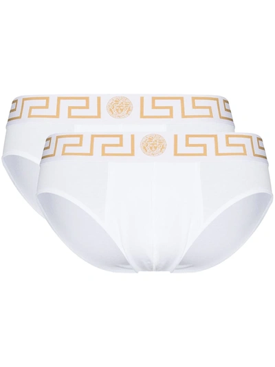 Versace Medusa-jacquard Cotton-blend Jersey Boxer Briefs In White
