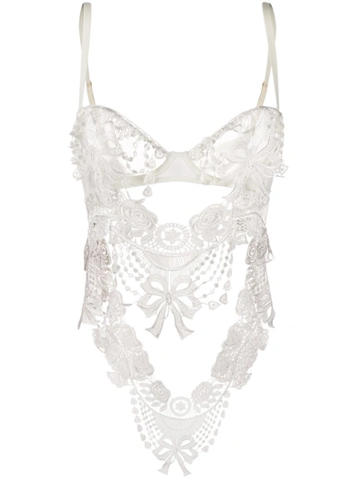 Belle Et Bon Bon Bisoux Lace-detail Body In White