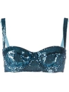 Dolce & Gabbana Sequined Balcony Bra In Blue