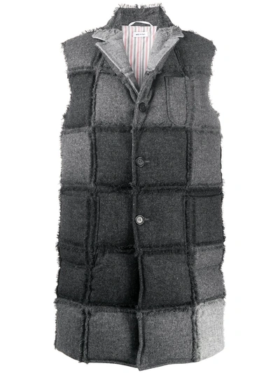 Thom Browne Padded Patchwork Check Coat In Grey