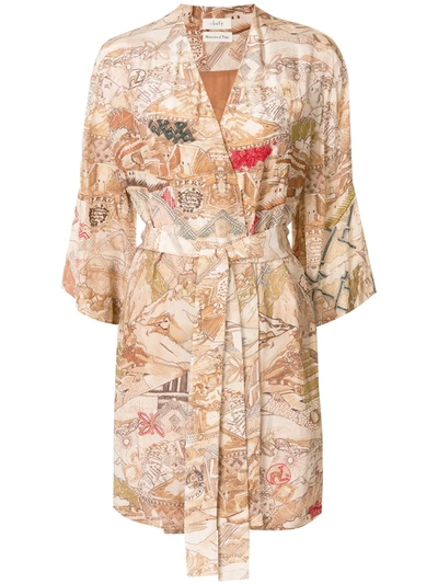 Chufy Uros Embroidered Short Dressing Gown In Orange