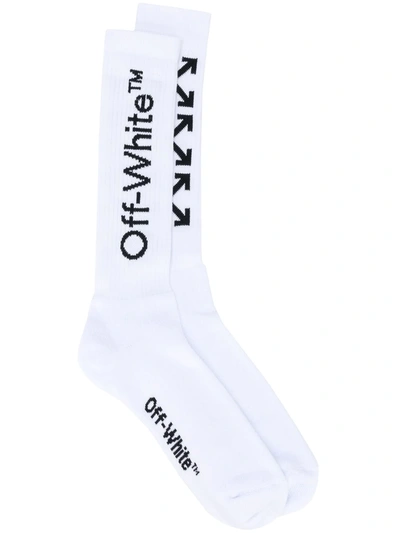 Off-white Logo-jacquard Mid-length Socks In White