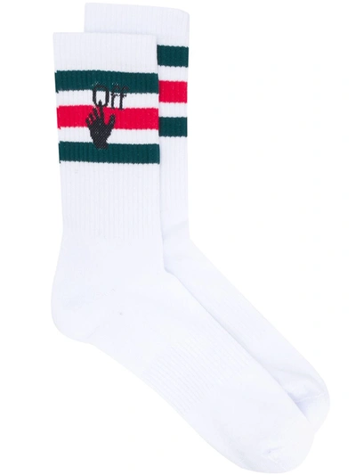Off-white Striped Sport Socks In White