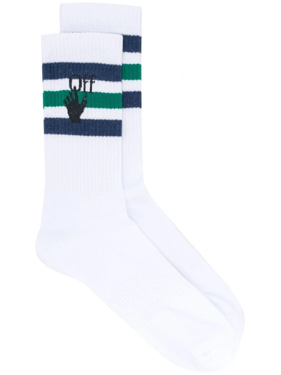 Off-white Striped Sport Socks In White