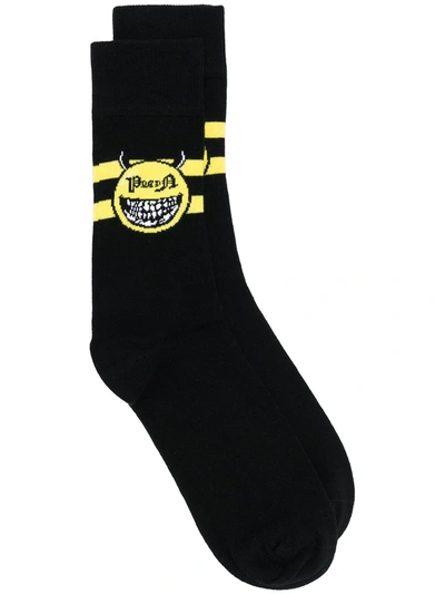Philipp Plein Devil Pattern Ankle Socks In Black