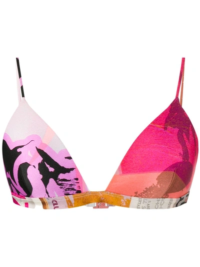 Zimmermann Abstract Print Triangle Bra In Pink,multi