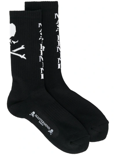 Mastermind Japan Stitched Logo Socks In Black