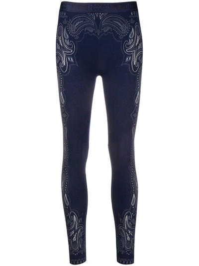 Wolford Women's Om Paisley Lace Leggings In Navy White
