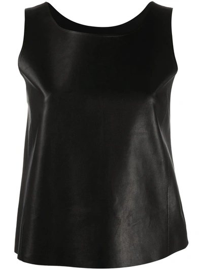 Saint Laurent Leather Tank Top In Black