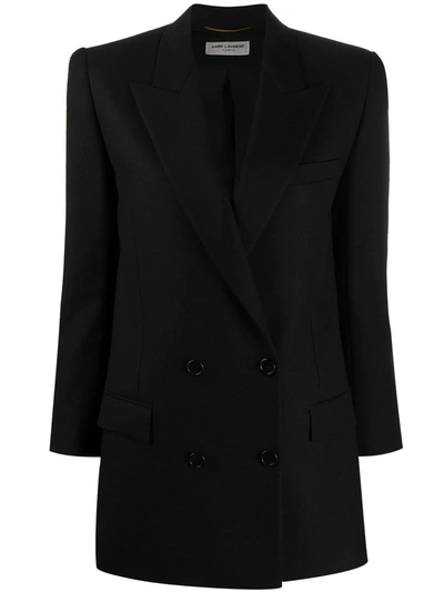 Saint Laurent Double-breasted Virgin Wool Blazer In Black