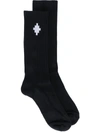 Marcelo Burlon County Of Milan Intarsia-knit Logo-detail Socks In Black