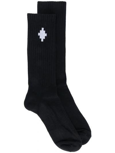 Marcelo Burlon County Of Milan Intarsia-knit Logo-detail Socks In Black