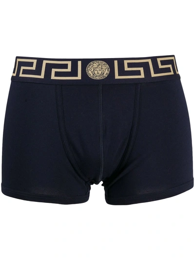 Versace Greca Border Boxers In Blue